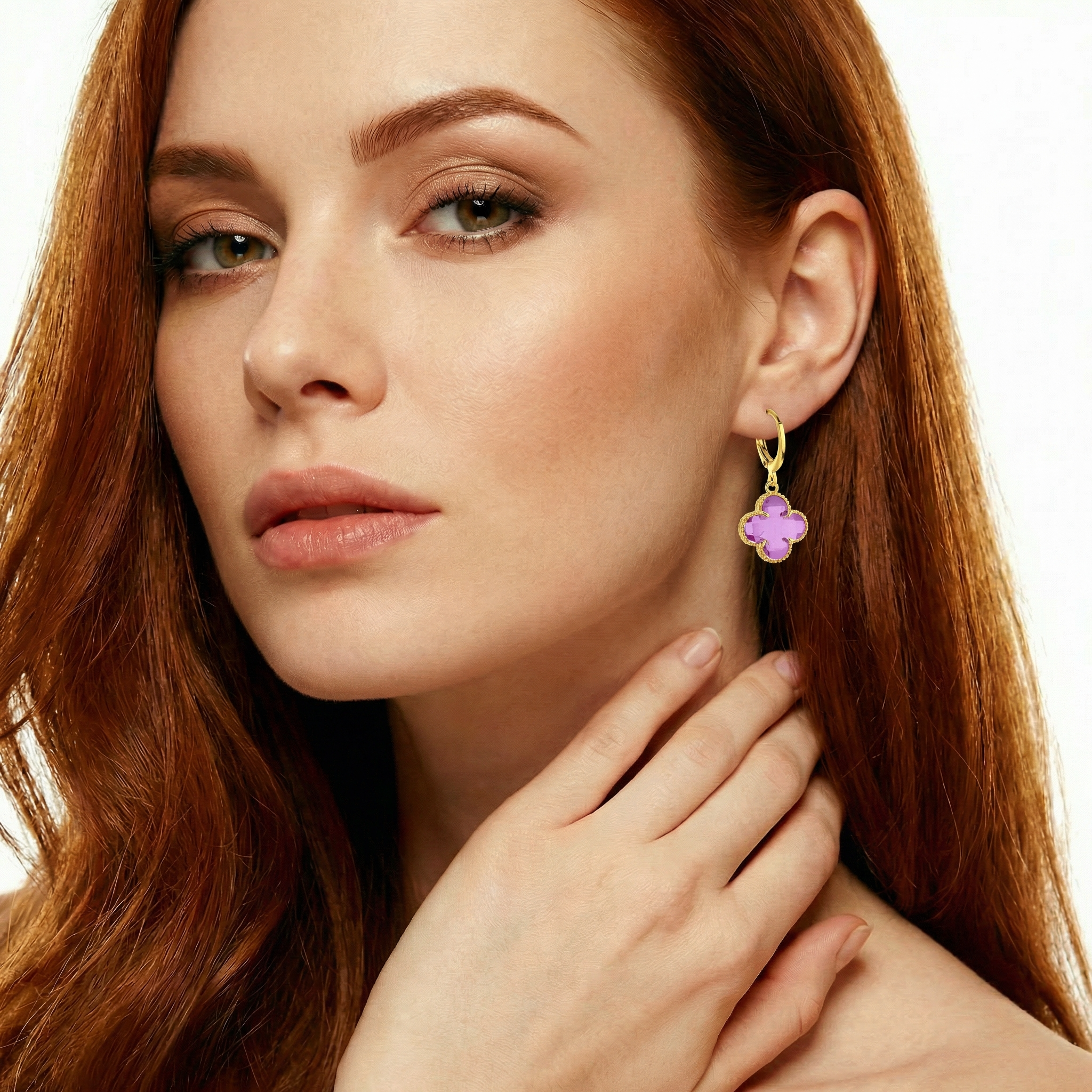 Brinco Trevo Rosa Évelis