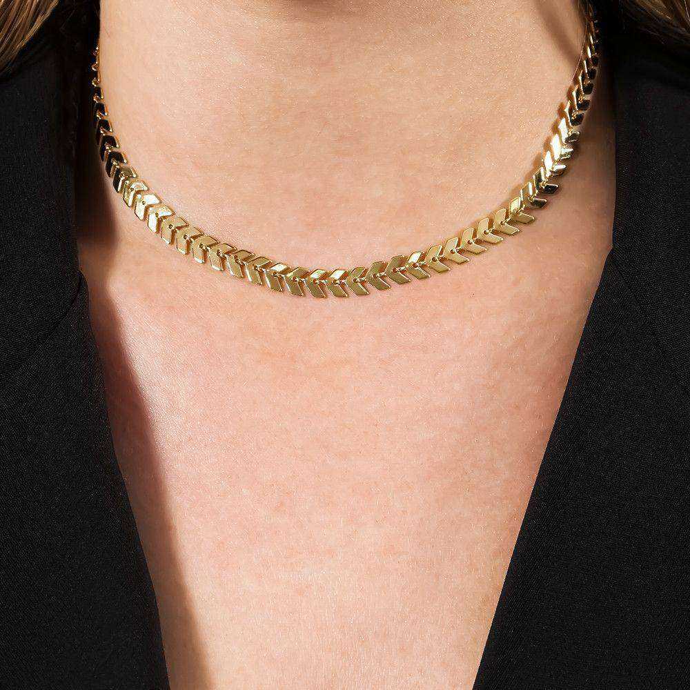Colar Dourado Chocker de Seta - Galeria